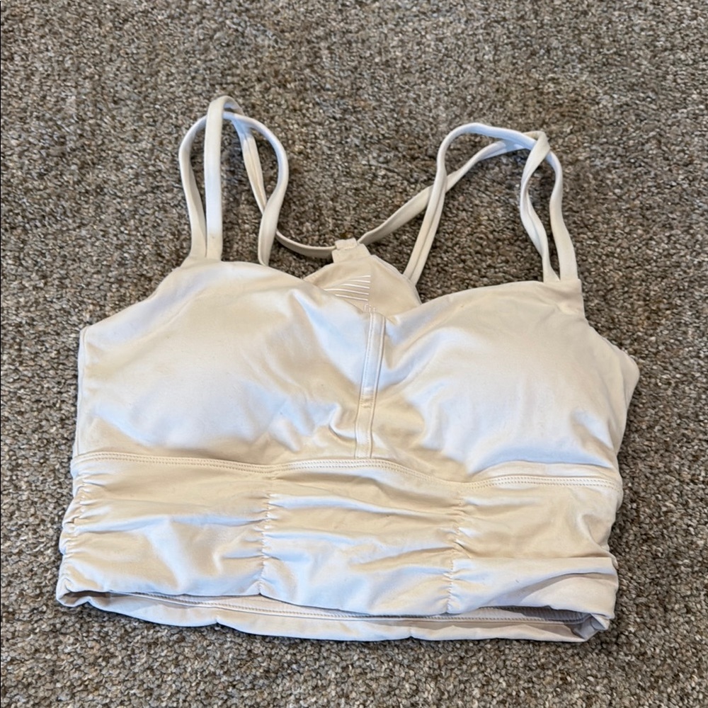 Cream Strappy Crop Top/Sports Bra